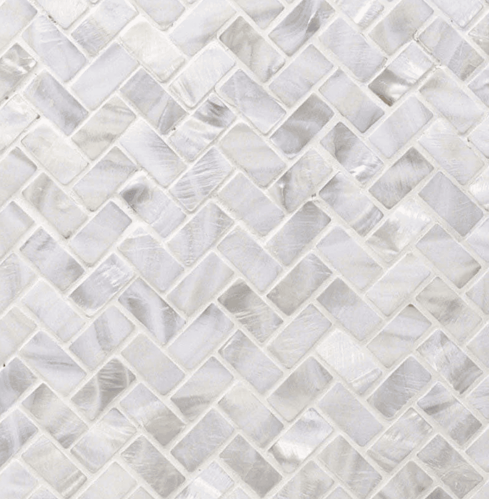 TileBar Oyster White Pearl Herringbone Tile