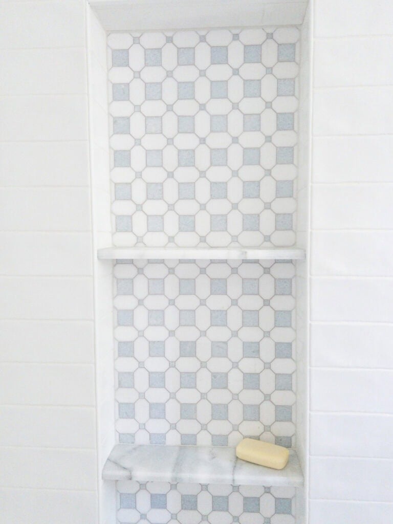 Marble Tile Niche | Shower Niche with Mapei Warm Gray
