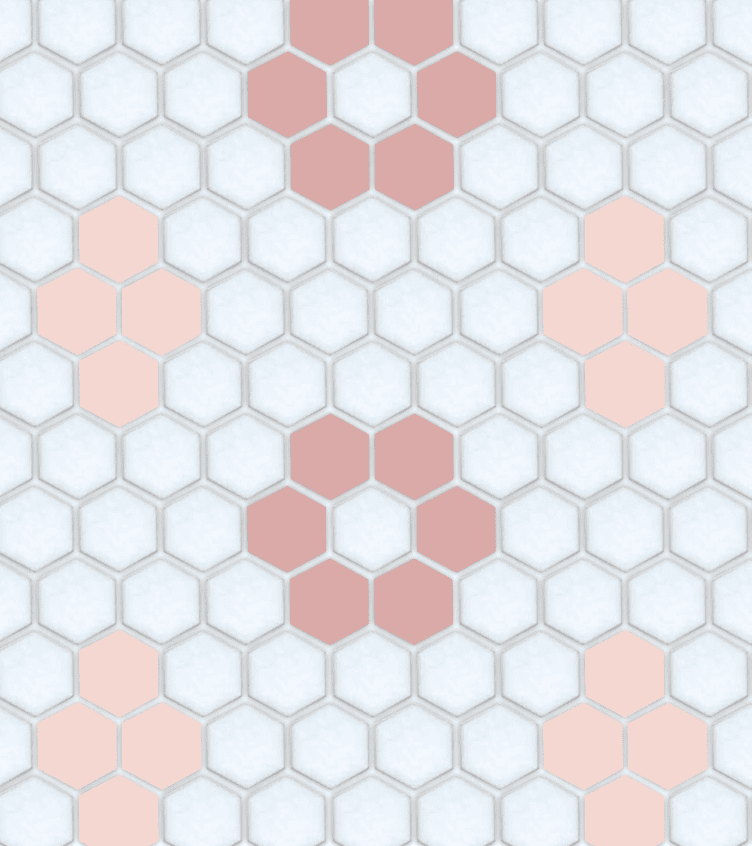 Pink Hex Tile |Satin Rosette and Quad | Pinnacle Hexagon Patterns