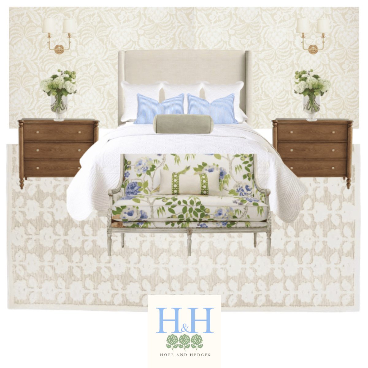 Artichoke Wallpaper Bedroom Mood Board