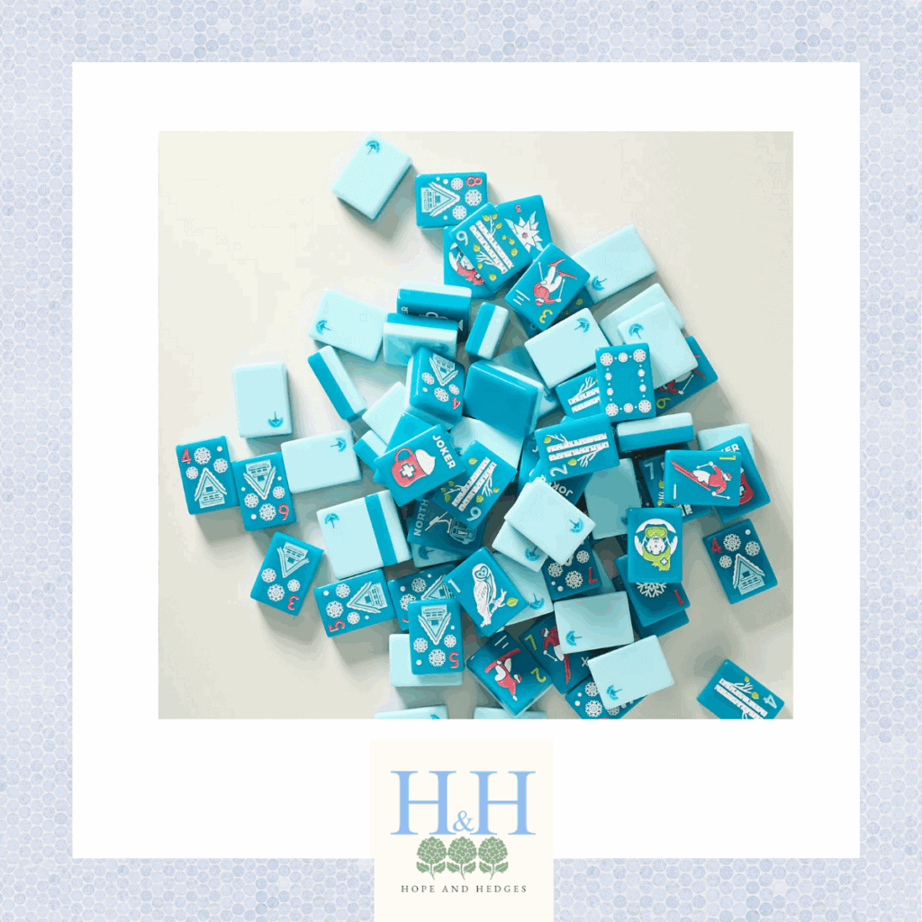 ski mahjong tiles | mahjong tile set with skiing theme | Charleston mahjong club tiles