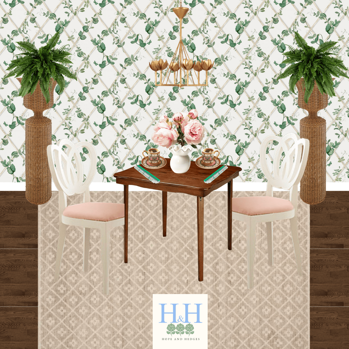 Petite Ivy Wallpaper Mahjong Room Mood Board