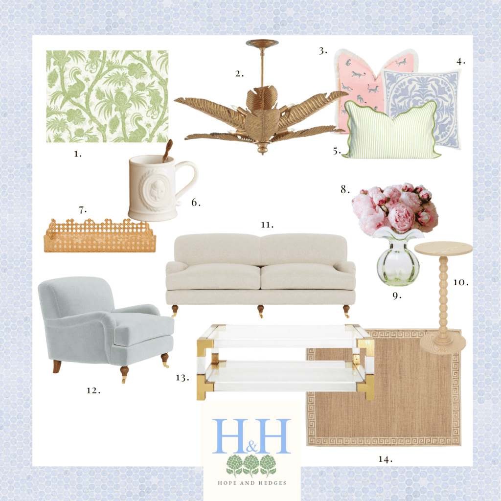 Balinese Peacock Wallpaper Living Room | Living Room Mood Board Design
