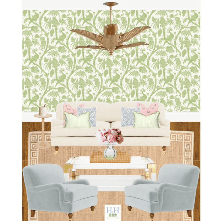 Balinese Peacock Wallpaper Living Room Mood Board