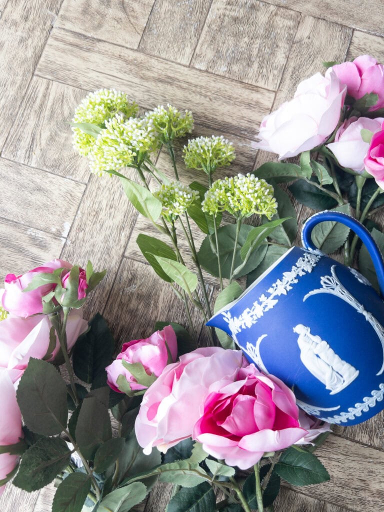 DIY faux flower arrangement