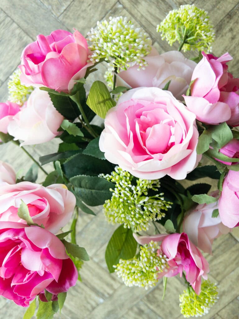 Faux flower arrangement DIY