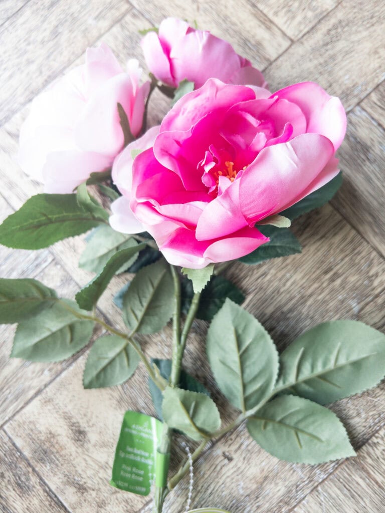 Faux pink rose flowers